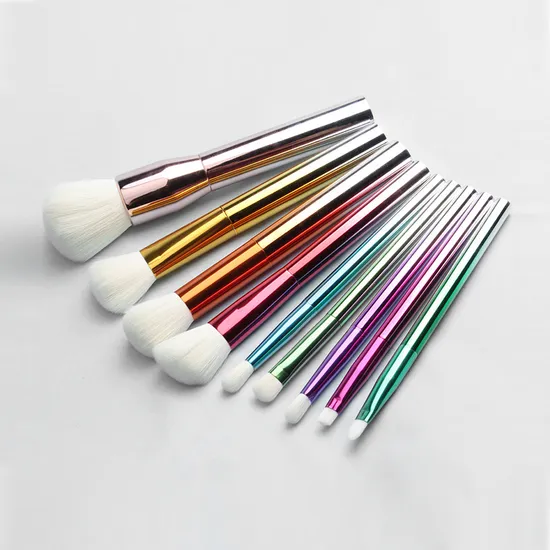 Set di pennelli per il trucco professionale all'ingrosso da 9 pezzi con sfumatura arcobaleno per nail art