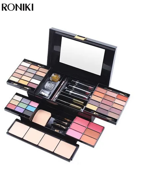 RONIKI Hot Style Professional Face Eye Makeup Kits Women Three Layers Eyeshadow Lipstick Powder Blush Cosmetics Box Set 