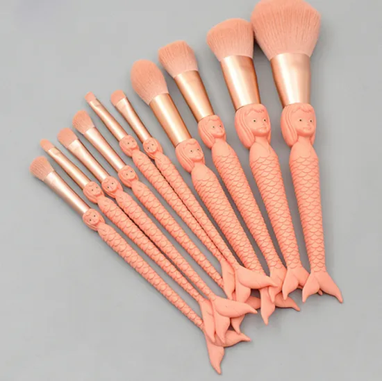 Set di pennelli per il trucco da sirena vegano, senza crudeltà sugli animali, con etichetta privata Brochas De Maquillaje, set di pennelli per il trucco professionale